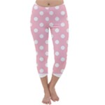 Polka Dots - White on Pink Capri Winter Leggings