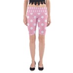 Polka Dots - White on Pink Yoga Cropped Leggings