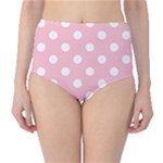 Polka Dots - White on Pink High-Waist Bikini Bottoms