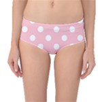 Polka Dots - White on Pink Mid-Waist Bikini Bottoms