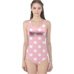 Polka Dots - White on Pink One Piece Swimsuit