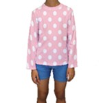 Polka Dots - White on Pink Kid s Long Sleeve Swimwear