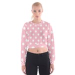 Polka Dots - White on Pink Women s Cropped Sweatshirt