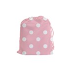 Polka Dots - White on Pink Drawstring Pouch (M)
