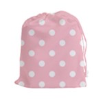 Polka Dots - White on Pink Drawstring Pouch (XXl)