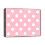 Polka Dots - White on Pink Deluxe Canvas 16  x 12  (Stretched)