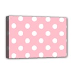 Polka Dots - White on Pink Deluxe Canvas 18  x 12  (Stretched)