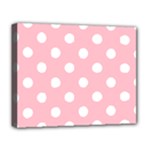 Polka Dots - White on Pink Deluxe Canvas 20  x 16  (Stretched)