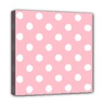 Polka Dots - White on Pink Mini Canvas 8  x 8  (Stretched)