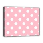 Polka Dots - White on Pink Canvas 14  x 11  (Stretched)