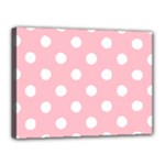 Polka Dots - White on Pink Canvas 16  x 12  (Stretched)