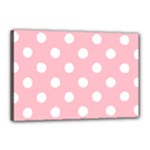 Polka Dots - White on Pink Canvas 18  x 12  (Stretched)