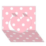 Polka Dots - White on Pink Heart 3D Greeting Card (7x5)