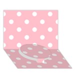 Polka Dots - White on Pink Circle Bottom 3D Greeting Card (7x5)