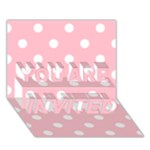 Polka Dots - White on Pink YOU ARE INVITED 3D Greeting Card (7x5)