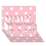 Polka Dots - White on Pink You Rock 3D Greeting Card (7x5)
