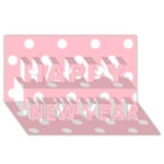 Polka Dots - White on Pink Happy New Year 3D Greeting Card (8x4)