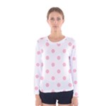 Polka Dots - Pink on White Women s Long Sleeve T-shirt