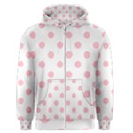 Polka Dots - Pink on White Men s Zipper Hoodie