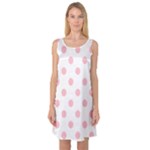 Polka Dots - Pink on White Sleeveless Satin Nightdress
