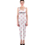 Polka Dots - Pink on White OnePiece Catsuit