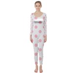 Polka Dots - Pink on White Long Sleeve Catsuit