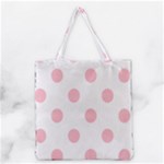 Polka Dots - Pink on White Grocery Tote Bag