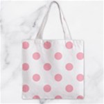 Polka Dots - Pink on White Zipper Grocery Tote Bag