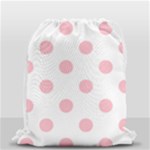 Polka Dots - Pink on White Drawstring Bag (Small)
