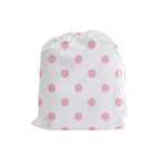 Polka Dots - Pink on White Drawstring Pouch (L)