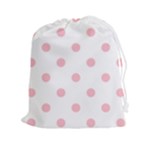 Polka Dots - Pink on White Drawstring Pouch (XXl)