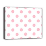 Polka Dots - Pink on White Deluxe Canvas 20  x 16  (Stretched)