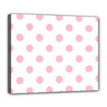 Polka Dots - Pink on White Deluxe Canvas 24  x 20  (Stretched)