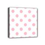 Polka Dots - Pink on White Mini Canvas 4  x 4  (Stretched)