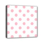 Polka Dots - Pink on White Mini Canvas 6  x 6  (Stretched)