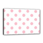 Polka Dots - Pink on White Canvas 18  x 12  (Stretched)