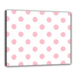 Polka Dots - Pink on White Canvas 20  x 16  (Stretched)