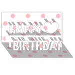 Polka Dots - Pink on White Happy Birthday 3D Greeting Card (8x4)