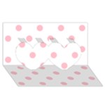 Polka Dots - Pink on White Twin Hearts 3D Greeting Card (8x4)