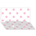 Polka Dots - Pink on White Twin Heart Bottom 3D Greeting Card (8x4)
