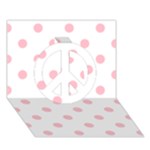 Polka Dots - Pink on White Peace Sign 3D Greeting Card (7x5)