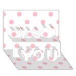 Polka Dots - Pink on White Miss You 3D Greeting Card (7x5)