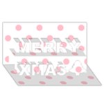 Polka Dots - Pink on White Merry Xmas 3D Greeting Card (8x4)