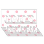 Polka Dots - Pink on White Happy New Year 3D Greeting Card (8x4)