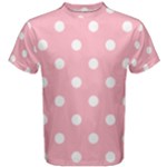 Polka Dots - White on Cherry Blossom Pink Men s Cotton Tee