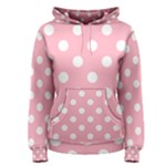 Polka Dots - White on Cherry Blossom Pink Women s Pullover Hoodie