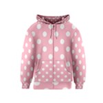 Polka Dots - White on Cherry Blossom Pink Kid s Zipper Hoodie