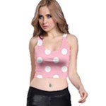 Polka Dots - White on Cherry Blossom Pink Racer Back Crop Top