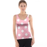 Polka Dots - White on Cherry Blossom Pink Tank Top
