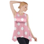 Polka Dots - White on Cherry Blossom Pink Side Drop Tank Tunic